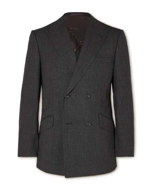 Kingsman Doublebreasted Checked Wool Suit Jacket in Black for Men Lyst