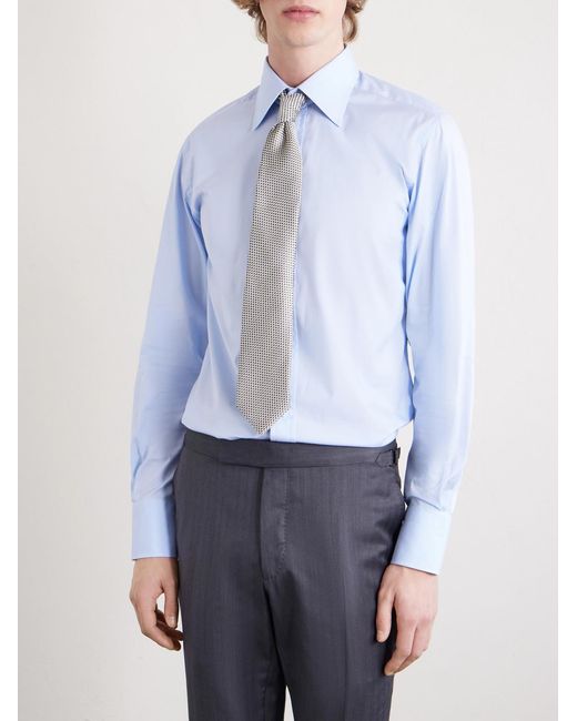 Cotton-Poplin Shirt di Tom Ford in Blue da Uomo