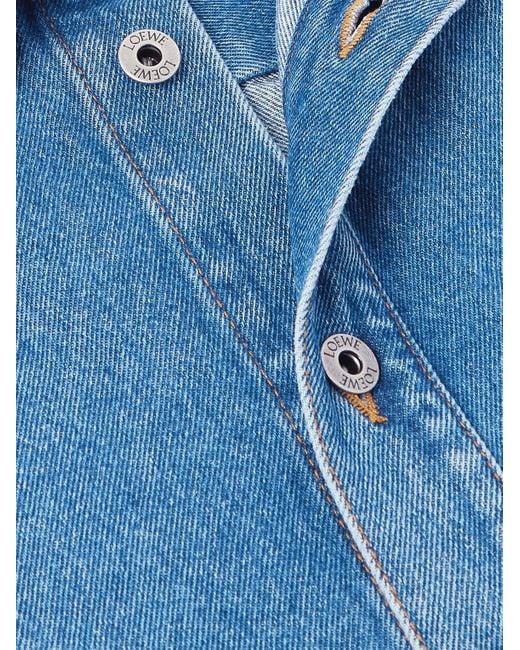 Loewe Blue Anagram Logo-embroidered Denim Overshirt for men
