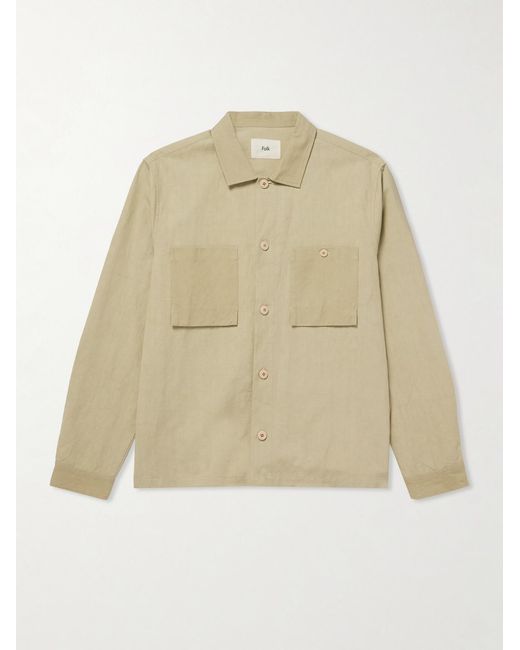 Folk Natural Patch Linen And Cotton-Blend Overshirt for men