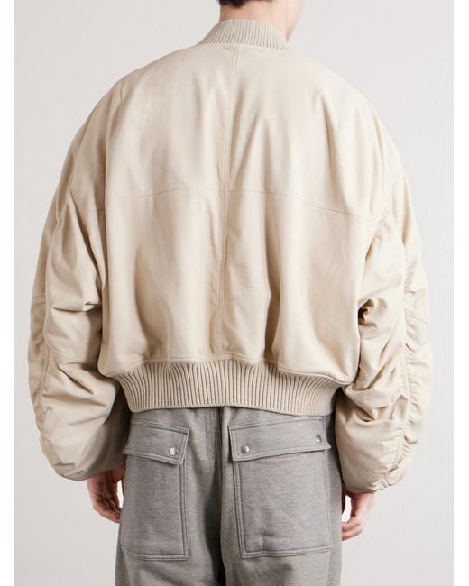 Rick Owens Natural Secchia Leather Bomber Jacket for men
