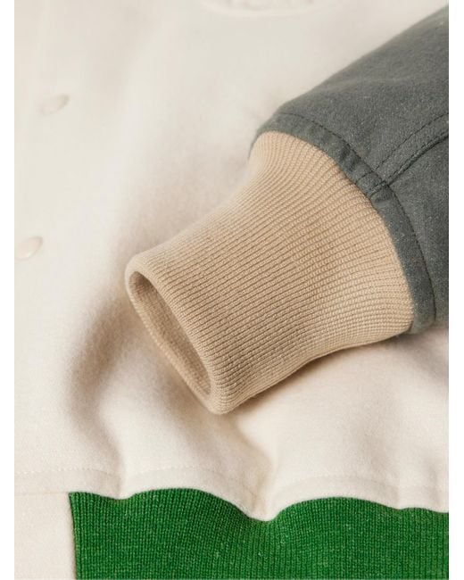 Giacca college in misto lana e lino color-block con logo applicato di Visvim in Green da Uomo