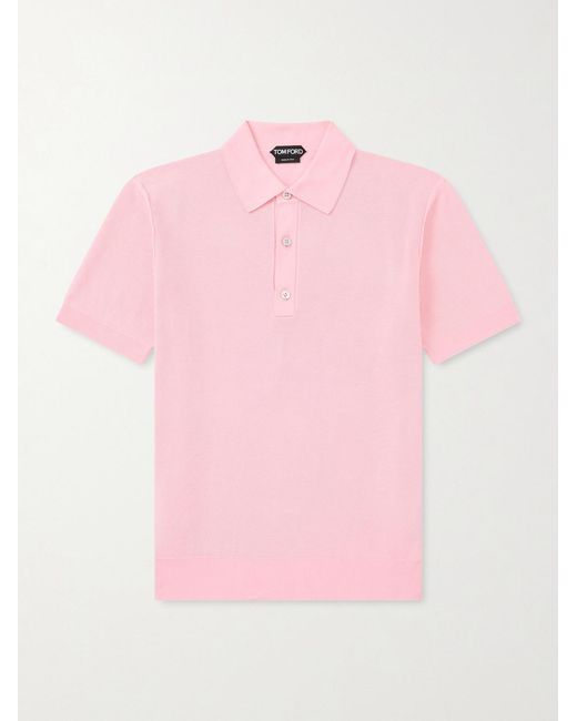 Tom Ford Pink Silk And Cotton-Blend Piqué Polo Shirt for men