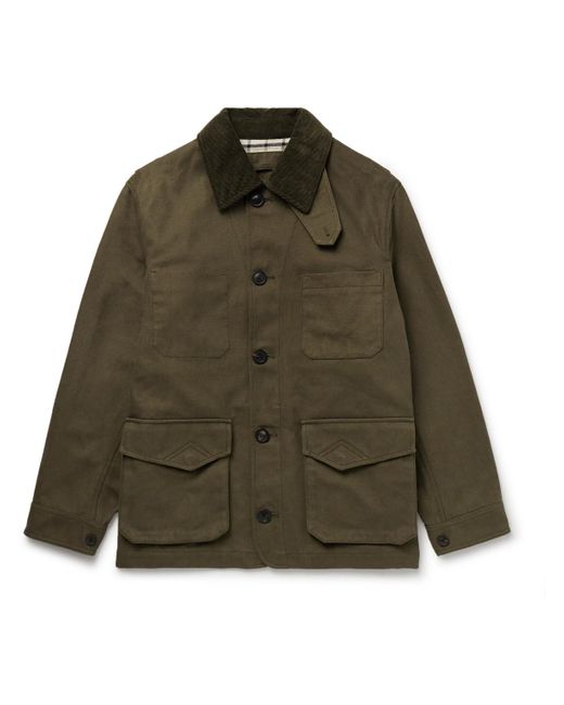 James Purdey & Sons Green Corduroy-Trimmed Cotton-Canvas Jacket for men