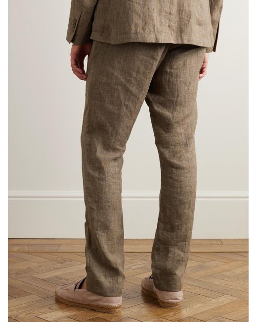 Frescobol Carioca Natural Affonso Tapered Linen Suit Trousers for men