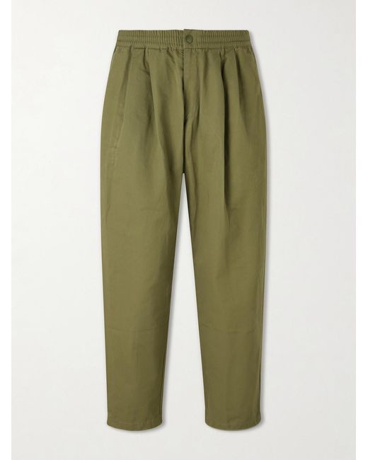 Neighborhood Green Wide-Leg Cotton And Linen-Blend Twill Trousers for men