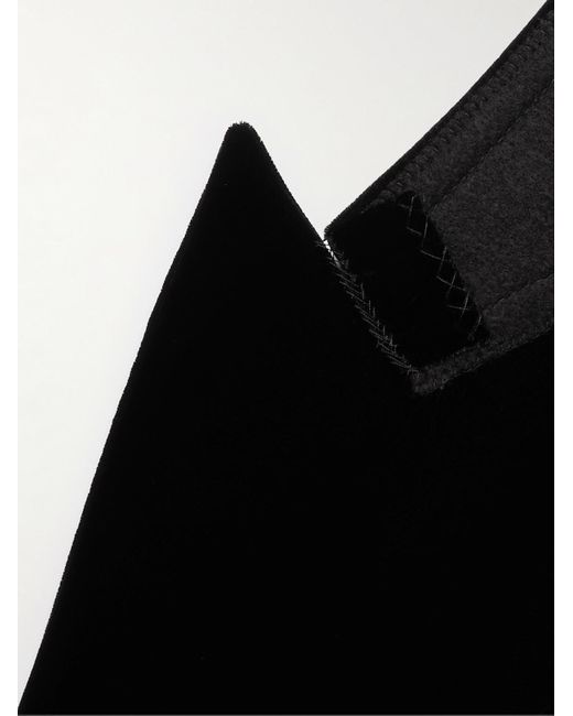 Saint Laurent Black Double-breasted Velvet Suit Jacket for men