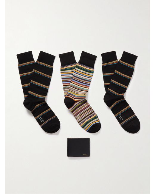 Paul Smith Black Leather Billfold Wallet And Three-pack Cotton-blend Socks Gift Set for men