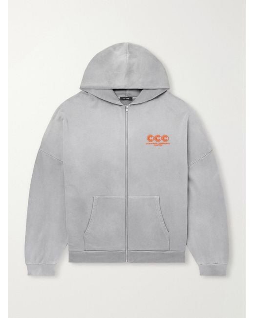 Willy Chavarria Gray Logo-embroidered Cotton-jersey Zip-up Hoodie for men