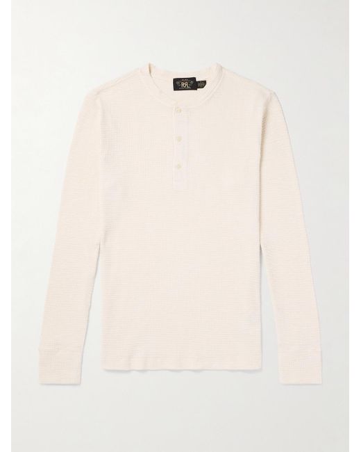 RRL Natural Slim-Fit Waffle-Knit Cotton Henley T-Shirt for men
