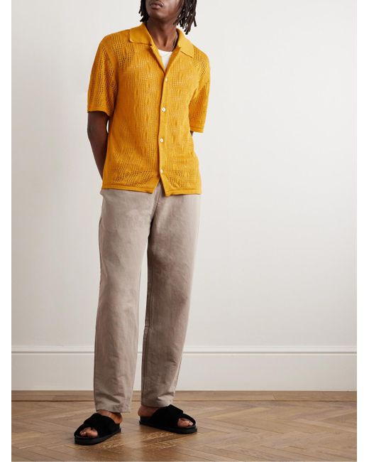 A Kind Of Guise Yellow Kadri Open-knit Linen And Tm Lyocell-blend Shirt for men