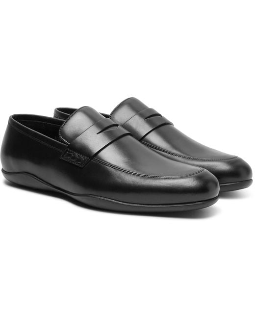 Harry's Of London Black Downing Leather Penny Loafers for men