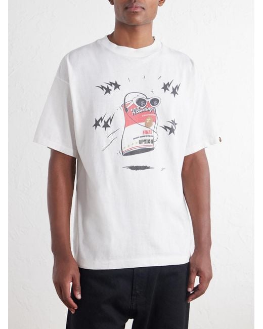 SAINT Mxxxxxx White Bape Printed Cotton-Jersey T-Shirt for men
