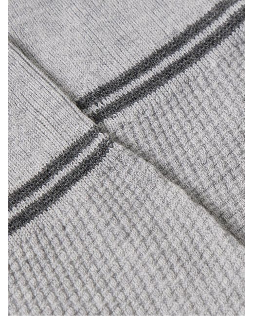 Zegna Gray Striped Textured Organic Cotton-Blend Socks for men