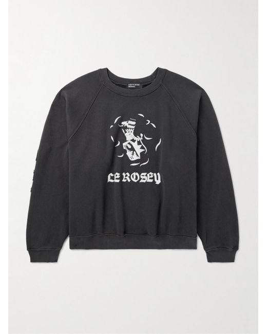 Enfants Riches Deprimes Black Le Rosey Logo-Print Distressed Cotton-Jersey Sweatshirt for men