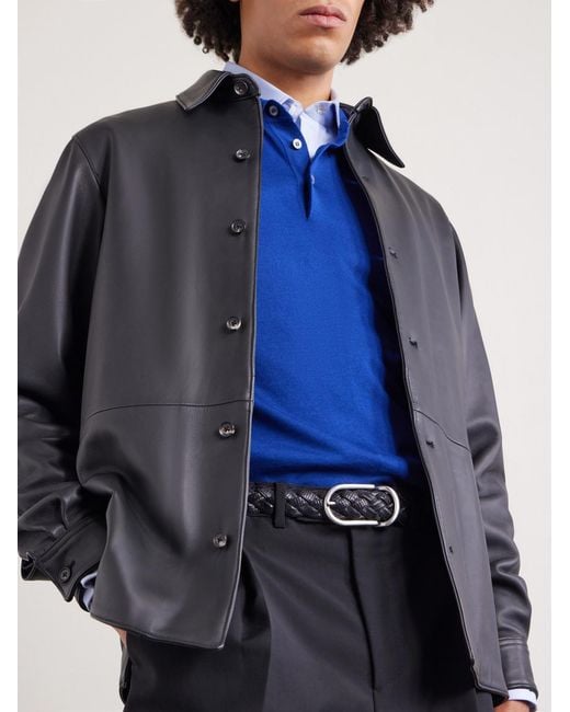 Dunhill Blue Slim-fit Cotton And Mulberry Silk-blend Polo Shirt for men