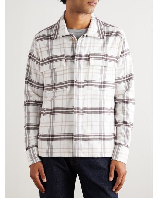 Eleventy Brown Checked Cotton Shirt for men