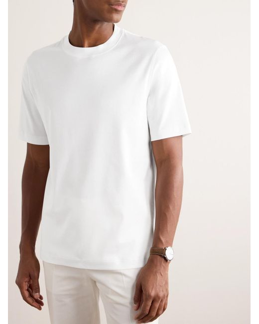 T-shirt in jersey di cotone di Brunello Cucinelli in White da Uomo