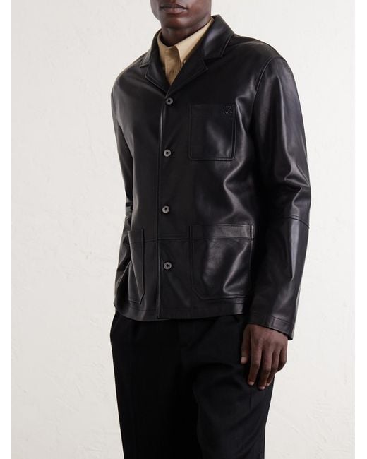 Loewe Black Workwear Leather Jacket for men