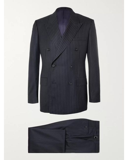 Kingsman Blue Navy Harry Slim-fit Pinstriped Super 120s Wool And Cashmere-blend Suit for men