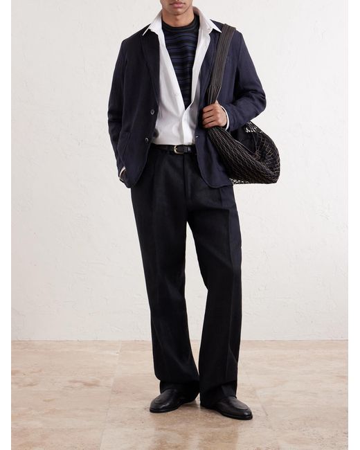Altea Blue Aaron Garment-dyed Linen Blazer for men