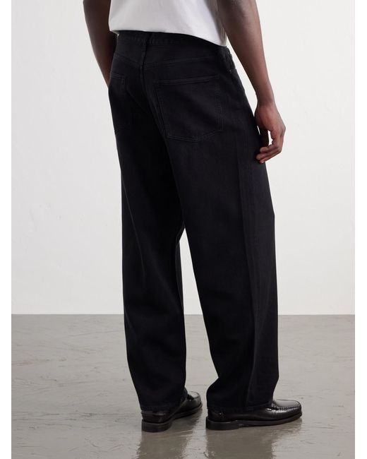 A.PRESSE Black Straight-leg Cotton And Silk-blend Piqué Trousers for men