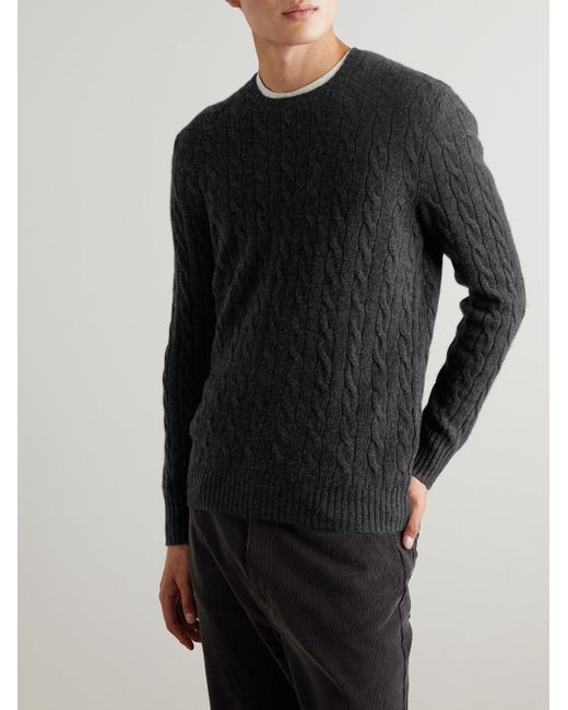 Polo Ralph Lauren Gray Cable-Knit Wool And Cashmere-Blend Sweater for men