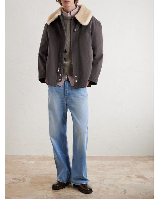 Enfants Riches Deprimes Purple Viktor Shearling-Trimmed Padded Cotton-Twill Jacket for men