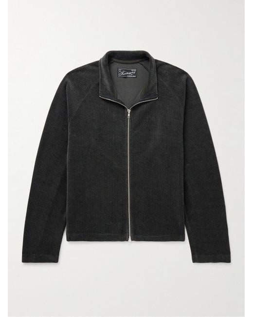 mfpen Black Leisure Cotton-corduroy Zip-up Jacket for men