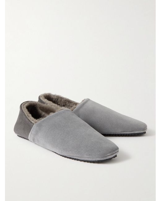 Mr P. Gray Babouche Shearling-Lined Suede Slippers for men