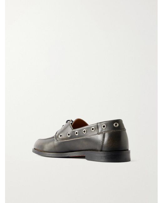 mfpen Black Scout Leather Boat Shoes for men