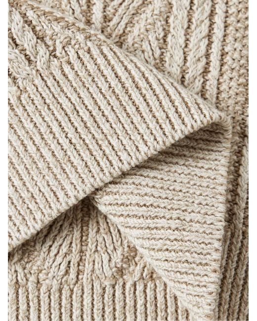 Inis Meáin White Aran Cable-knit Linen Sweater for men