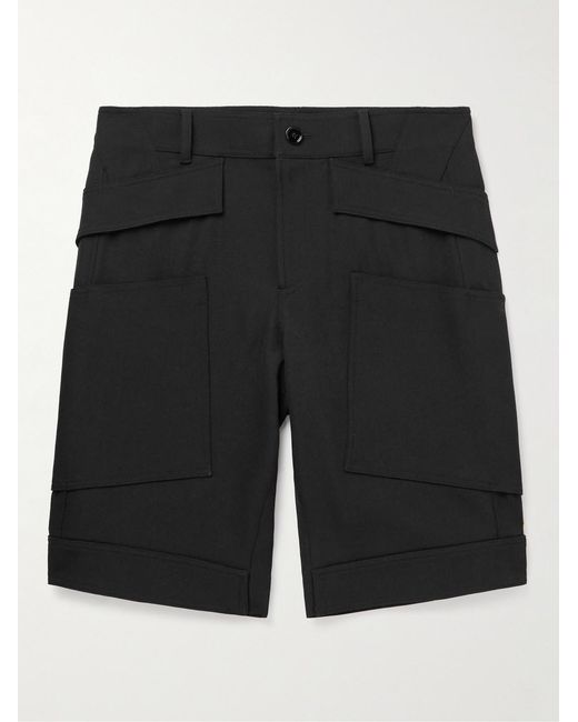 Burberry Black Straight-Leg Wool Grain De Poudre Cargo Shorts for men