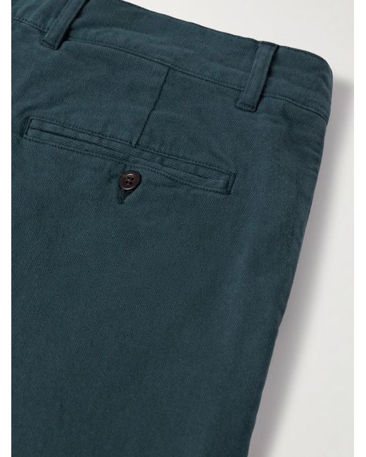 Portuguese Flannel Blue Labura Straight-Leg Organic Cotton-Blend Twill Trousers for men