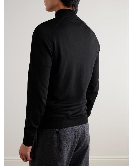 John Smedley Black Slim-Fit Merino Wool Half-Zip Sweater for men