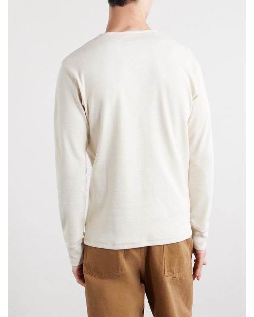 Lemaire White Henley Ribbed Cotton T-Shirt for men