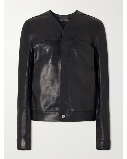 Rick Owens Black Temple Work Leather Jacket for men