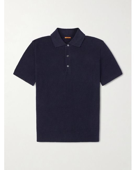 Barena Blue Waffle-knit Linen And Cotton-blend Shirt for men