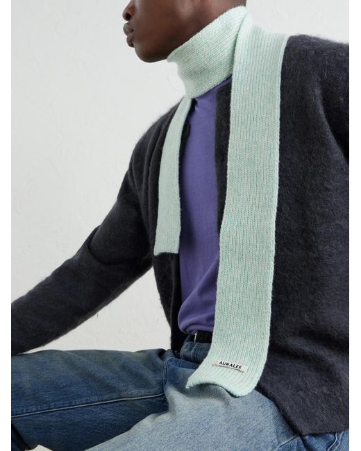 Auralee Green Cashmere Scarf for men
