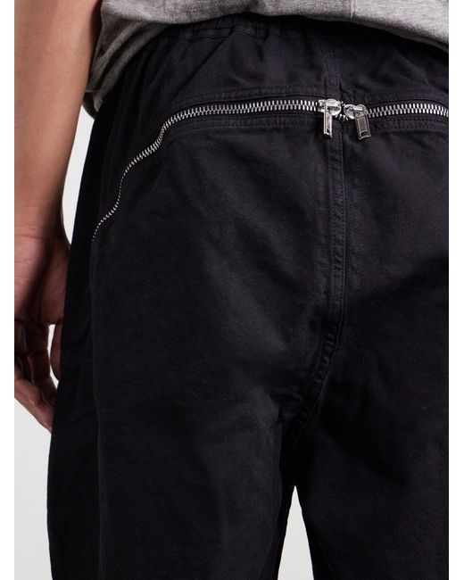 Rick Owens Black Long Boxers Butt Zipp Straight-leg Cotton-canvas Shorts for men