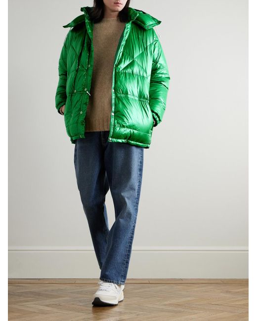 Beams Plus Green Expedition Quilted Shell Down Jacket for men