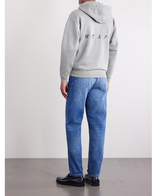 (w)taps Gray Throwdy Logo-appliquéd Cotton-jersey Zip-up Hoodie for men