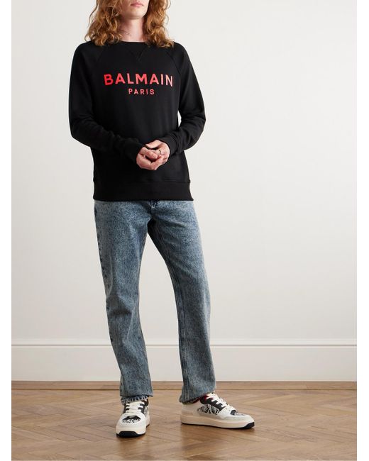 Felpa in jersey di cotone con logo di Balmain in Black da Uomo