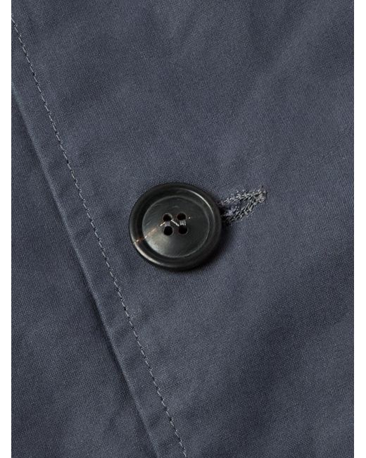 Ghiaia Blue Belted Waxed Cotton-Canvas Trench Coat for men