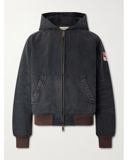 CHERRY LA Black Logo-appliquéd Cotton-canvas Hooded Jacket for men