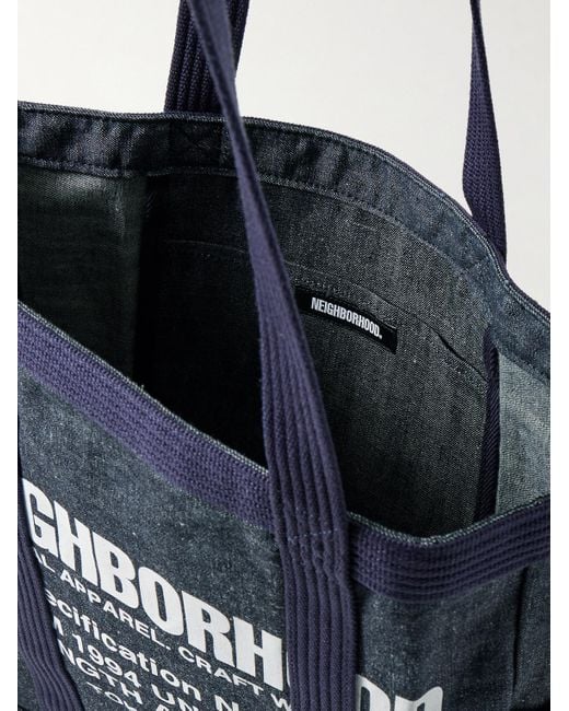Neighborhood Blue Canvas-Trimmed Logo-Print Denim Tote Bag for men