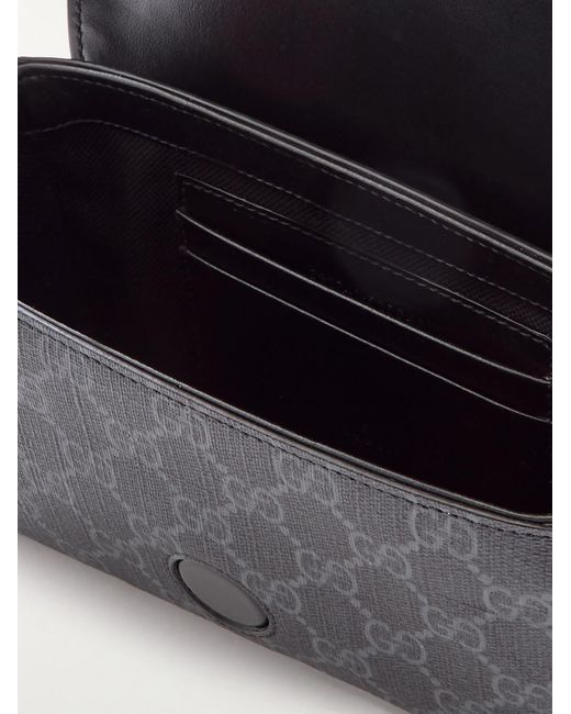Gucci Ophidia Mini Umhängetasche aus beschichtetem Canvas mit Logomuster und Lederbesatz in Black für Herren