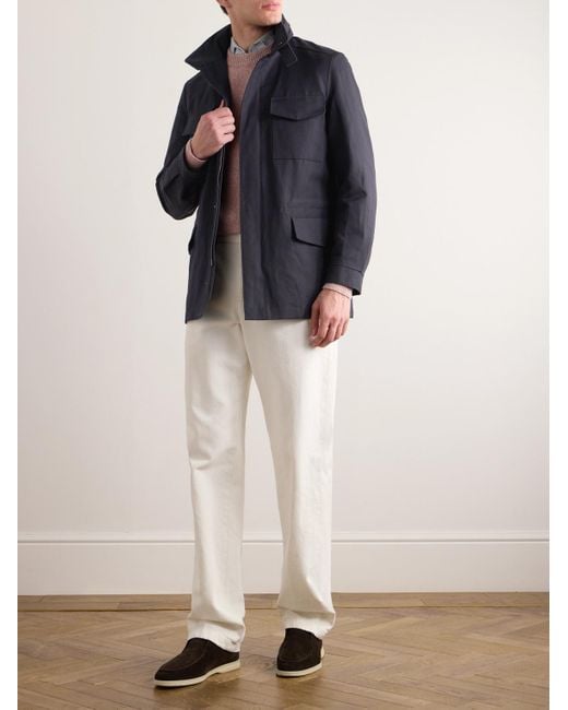 Loro Piana Blue Traveler Rain System® Cotton And Linen-blend Field Jacket for men