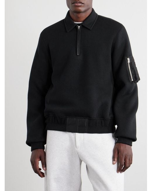 Sacai Blue Cotton-blend Half-zip Sweater for men