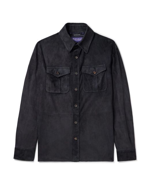Ralph Lauren Purple Label Blue Barron Suede Blouson Jacket for men